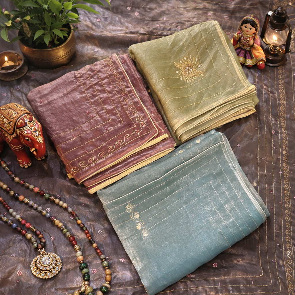 CRUSHED ORGANZA SAREE